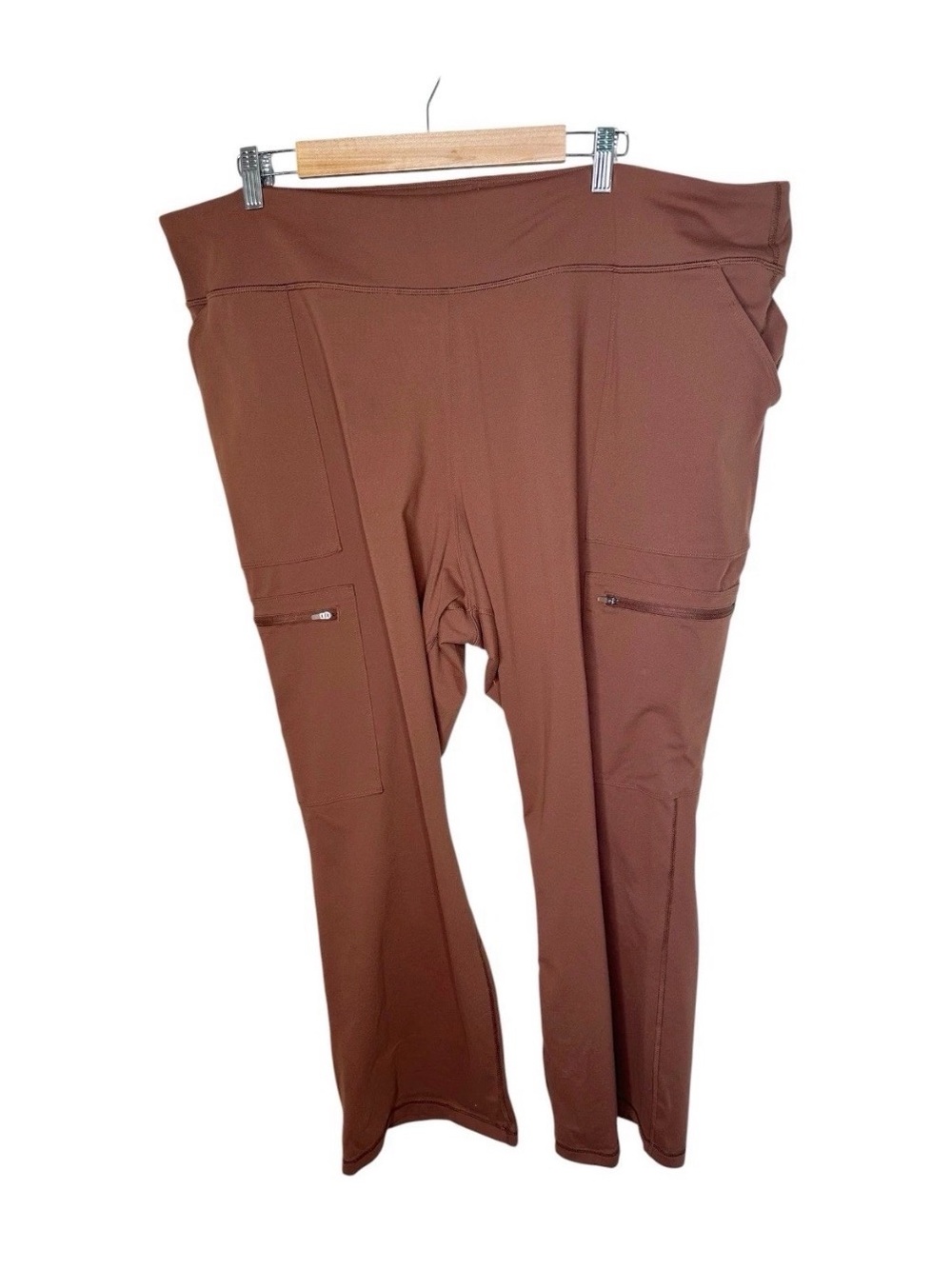 Duluth Trading NoGA Namastash Bootcut Cargo Pants Size 3X Brown Zip Pockets